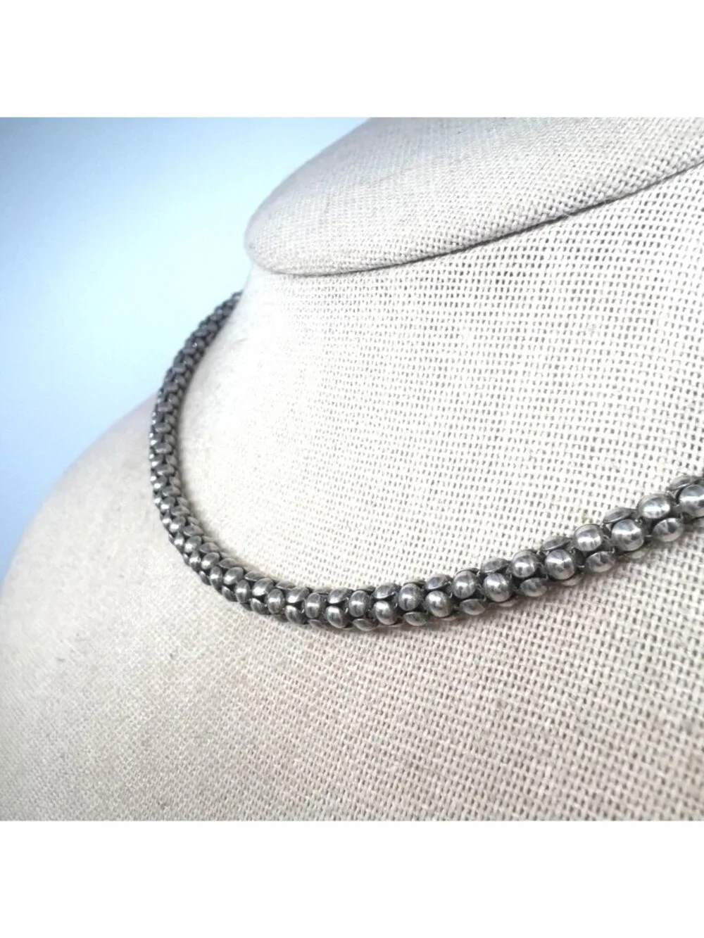 Popcorn Chain Necklace Lobster Clasp Sterling Silver 925 Size 16